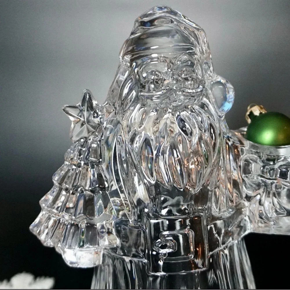 Santa-Lead Crystal Candle Holder, International Silver Company Crystal Santa
